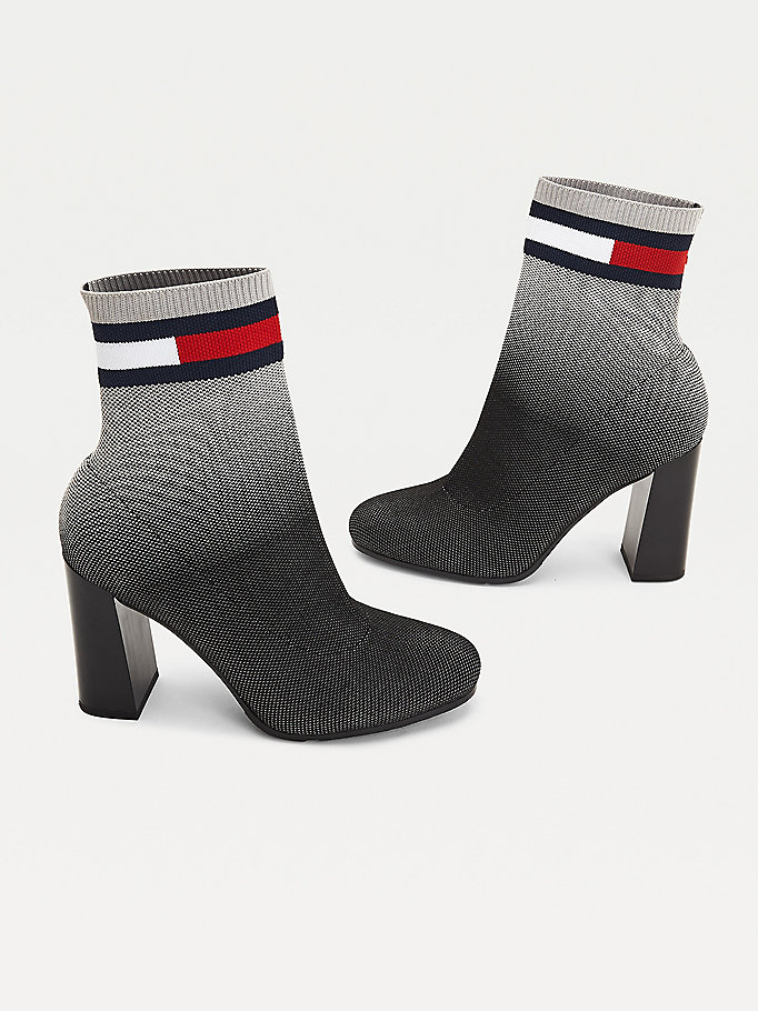 Tommy Hilfiger Ombre Knit High Ankelstøvletter Dame Svarte | OGKFTC-492