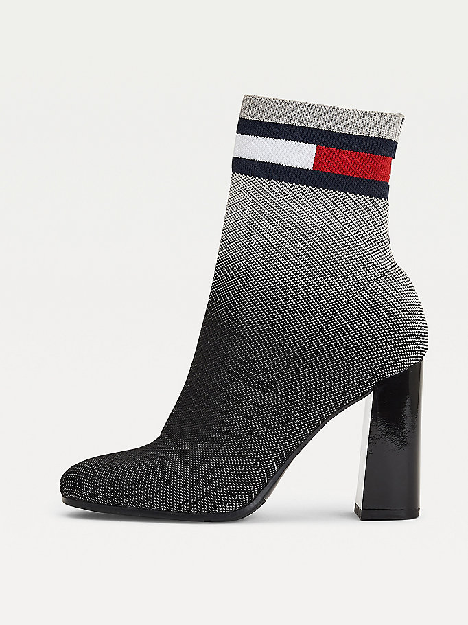 Tommy Hilfiger Ombre Knit High Ankelstøvletter Dame Svarte | OGKFTC-492