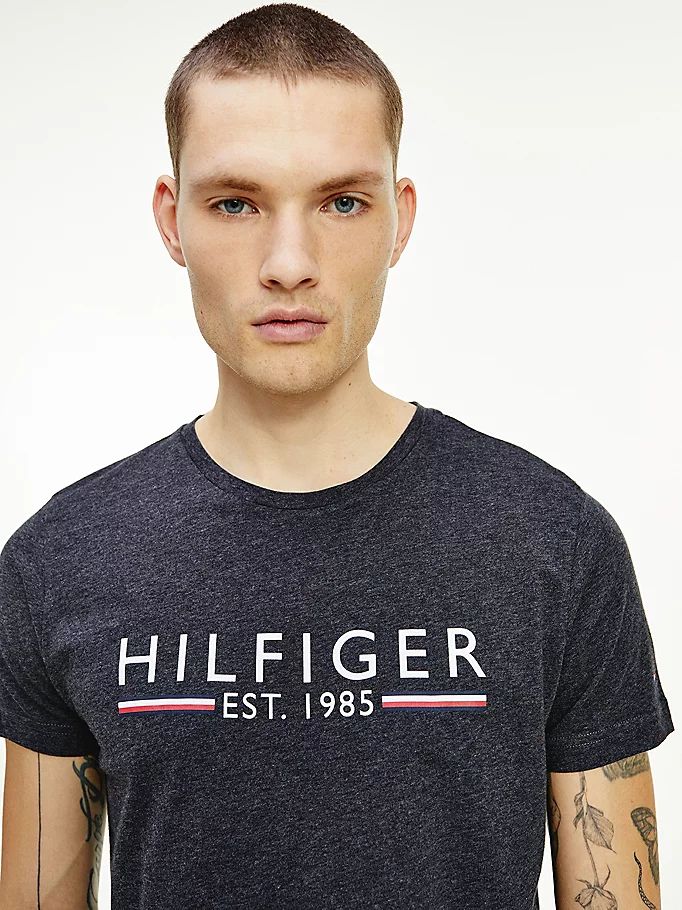 Tommy Hilfiger Organic Bomull 1985 Logo T-skjorte Herre Grå | ZGKSDV-651