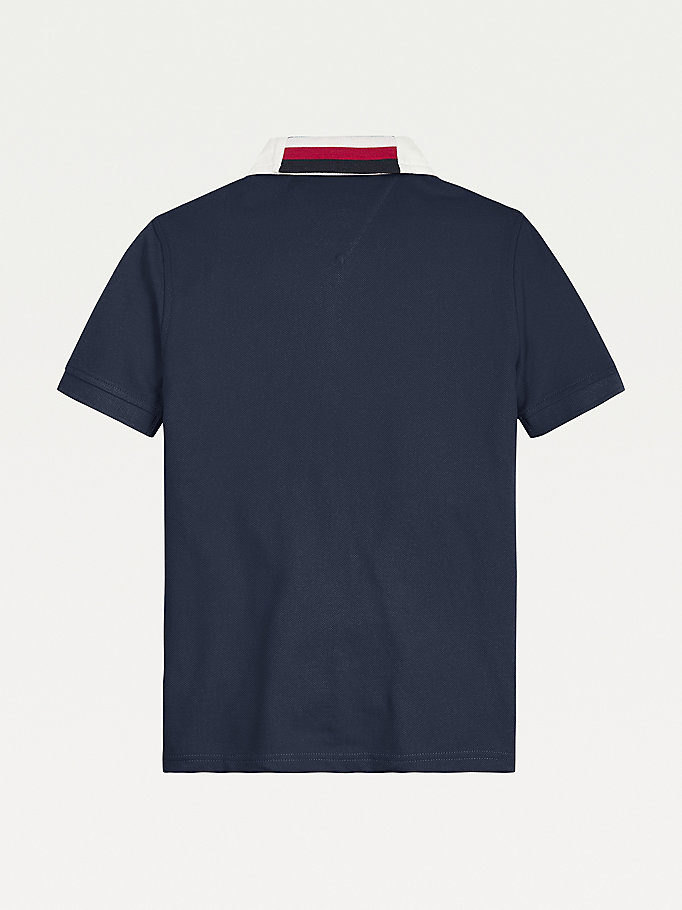 Tommy Hilfiger Organic Bomull Appliqué Polo T Skjorte Gutt Blå | YGHLQX-473