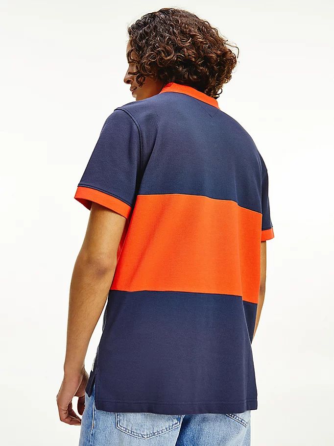 Tommy Hilfiger Organic Bomull Colour-Blocked Polo T Skjorte Herre Blå | LYSUQK-017