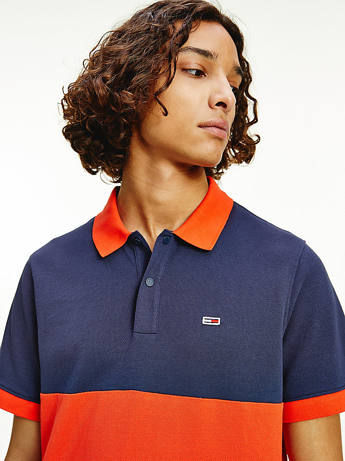 Tommy Hilfiger Organic Bomull Colour-Blocked Polo T Skjorte Herre Blå | LYSUQK-017