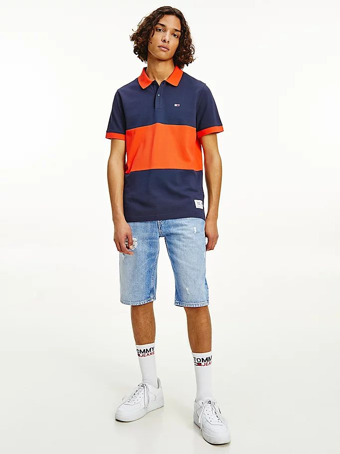 Tommy Hilfiger Organic Bomull Colour-Blocked Polo T Skjorte Herre Blå | LYSUQK-017