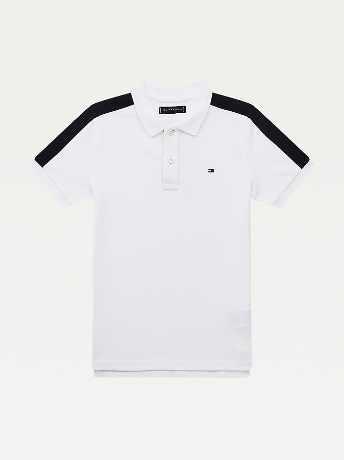 Tommy Hilfiger Organic Bomull Contrast Detail Polo T Skjorte Gutt Hvite | TYAORU-437