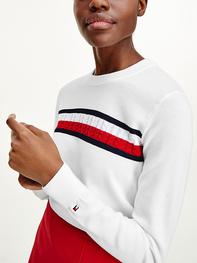 Tommy Hilfiger Organic Bomull Crew Neck Gensere Dame Hvite | PNVXSB-516