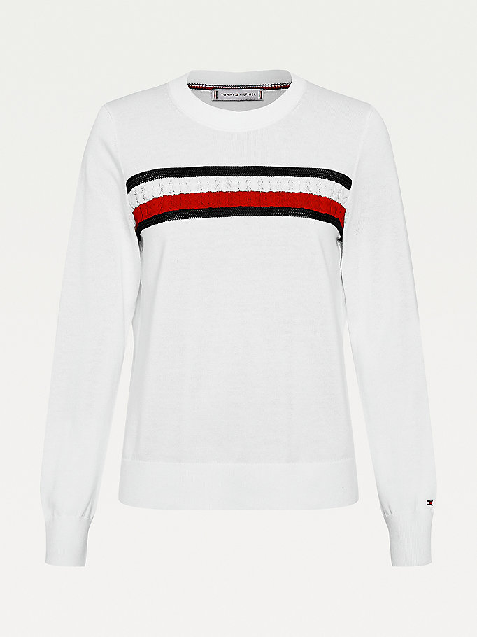 Tommy Hilfiger Organic Bomull Crew Neck Gensere Dame Hvite | PNVXSB-516