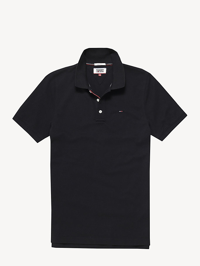 Tommy Hilfiger Organic Bomull Fine Pique Slim Polo T Skjorte Herre Svarte | KRSODG-857