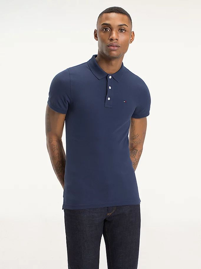 Tommy Hilfiger Organic Bomull Fine Pique Slim Polo T Skjorte Herre Blå | ZUMCOR-812