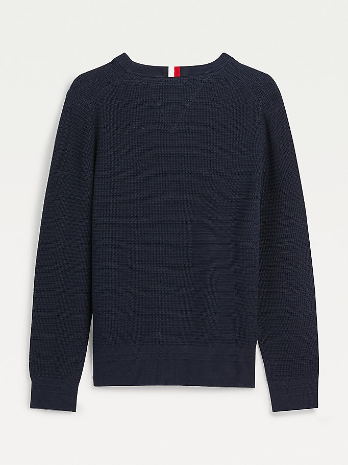 Tommy Hilfiger Organic Bomull Flag Embroidery Jumper Gutt Blå | AOXHLS-375