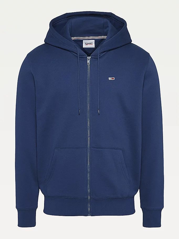 Tommy Hilfiger Organic Bomull Fleece Zip-Thru Hettegensere Herre Blå | PUSJIT-673