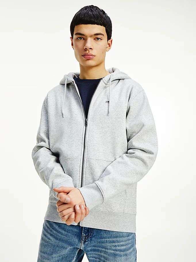 Tommy Hilfiger Organic Bomull Fleece Zip-Thru Hettegensere Herre Grå | SEAHRW-064