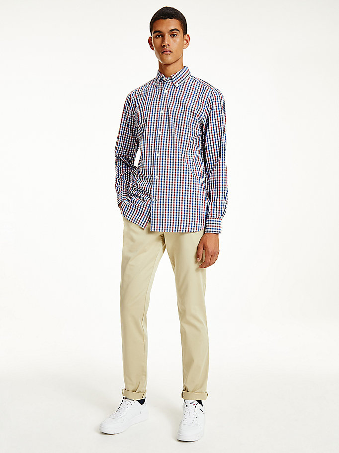 Tommy Hilfiger Organic Bomull Gingham Regular Fit Skjorte Herre Rød | VUPKLC-293