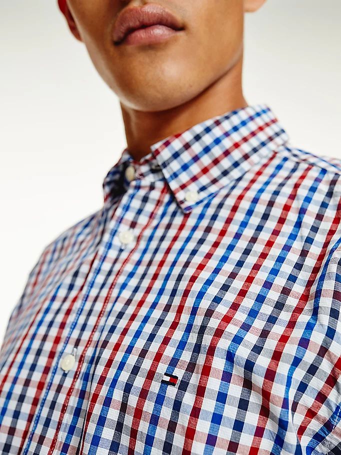 Tommy Hilfiger Organic Bomull Gingham Regular Fit Skjorte Herre Rød | VUPKLC-293