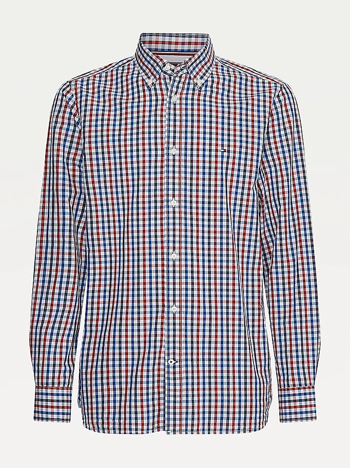 Tommy Hilfiger Organic Bomull Gingham Regular Fit Skjorte Herre Rød | VUPKLC-293