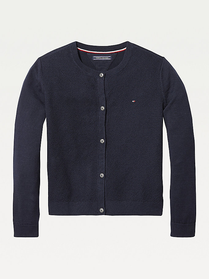 Tommy Hilfiger Organic Bomull Knitted T-skjorte Jente Blå | PIYXTZ-762