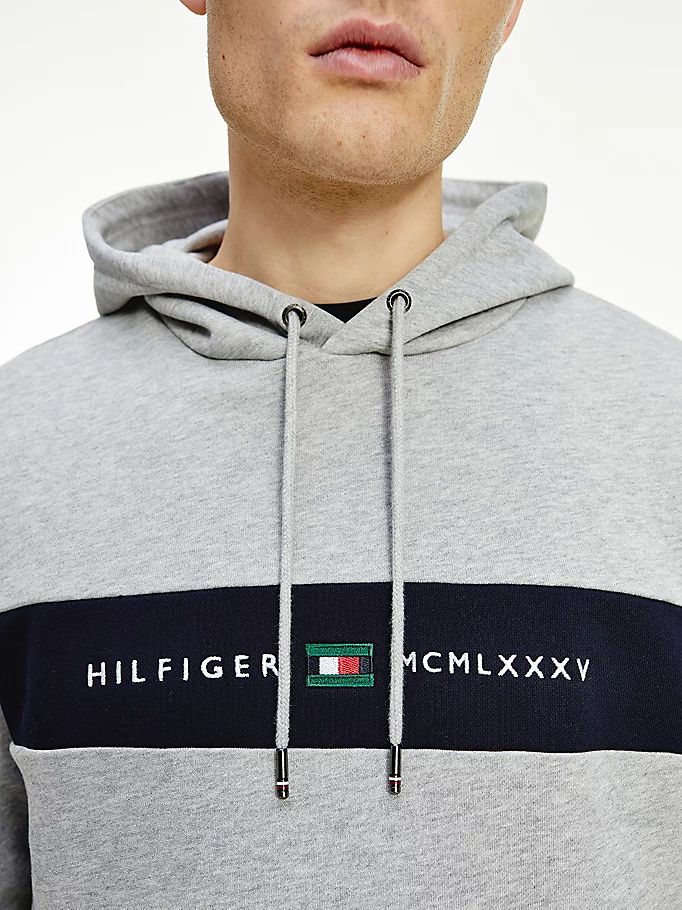 Tommy Hilfiger Organic Bomull Logo Panel Hettegensere Herre Grå | MQSOVE-283