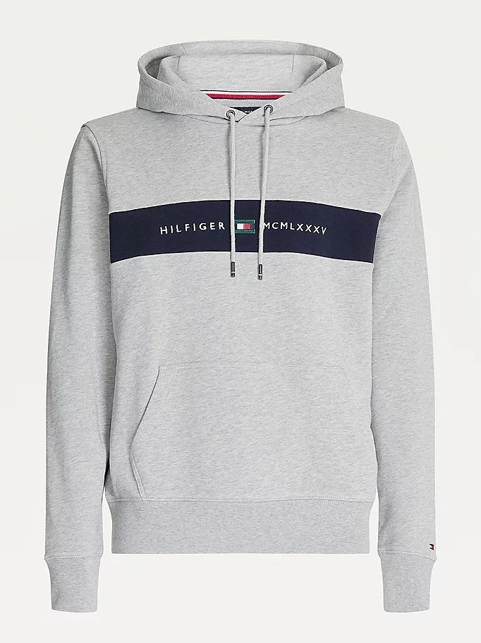 Tommy Hilfiger Organic Bomull Logo Panel Hettegensere Herre Grå | MQSOVE-283