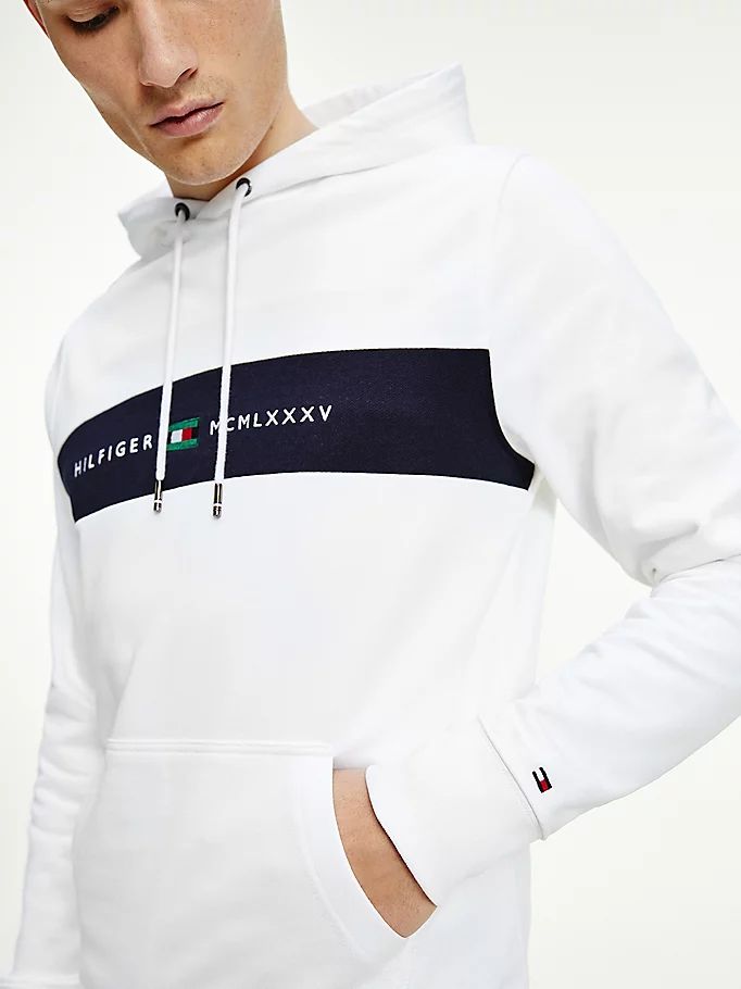 Tommy Hilfiger Organic Bomull Logo Panel Hettegensere Herre Hvite | SYGPZE-214