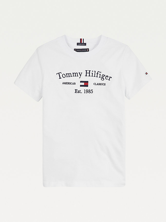 Tommy Hilfiger Organic Bomull Logo T-skjorte Gutt Hvite | DUBGVI-392