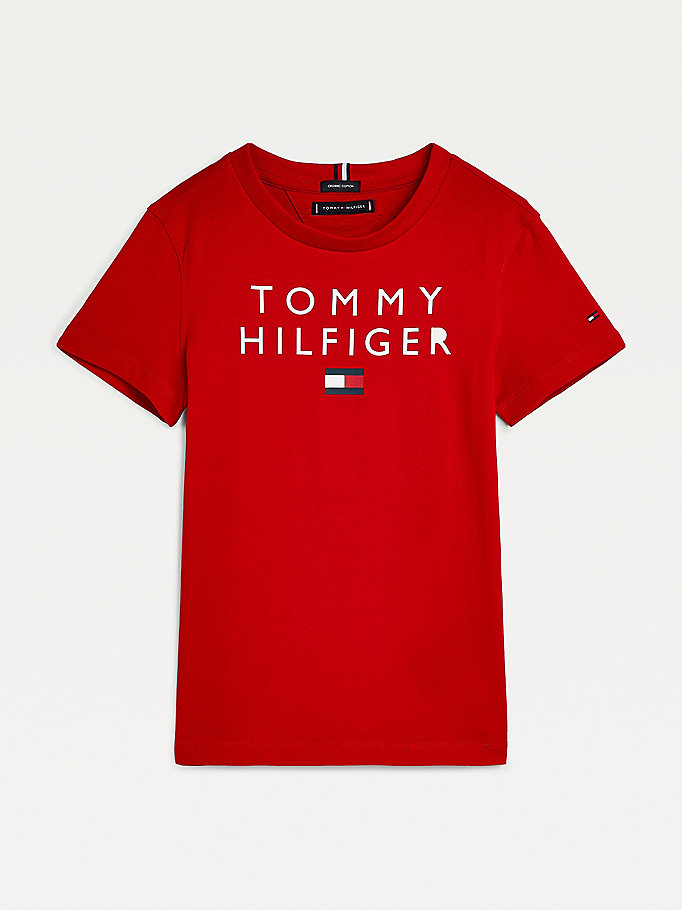 Tommy Hilfiger Organic Bomull Logo T-skjorte Gutt Rød | ETSKJL-102