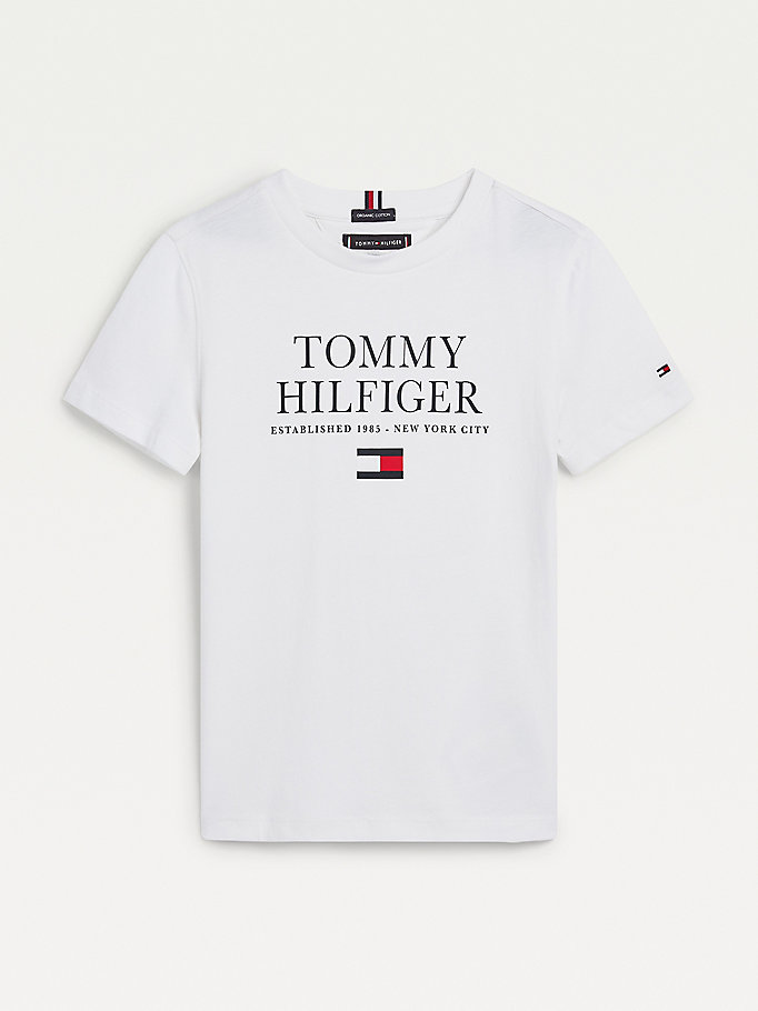 Tommy Hilfiger Organic Bomull Logo T-skjorte Gutt Hvite | GFDTZW-307