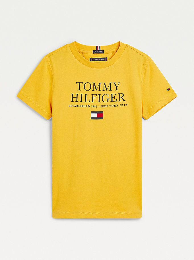 Tommy Hilfiger Organic Bomull Logo T-skjorte Gutt Gul | JAQDZI-592