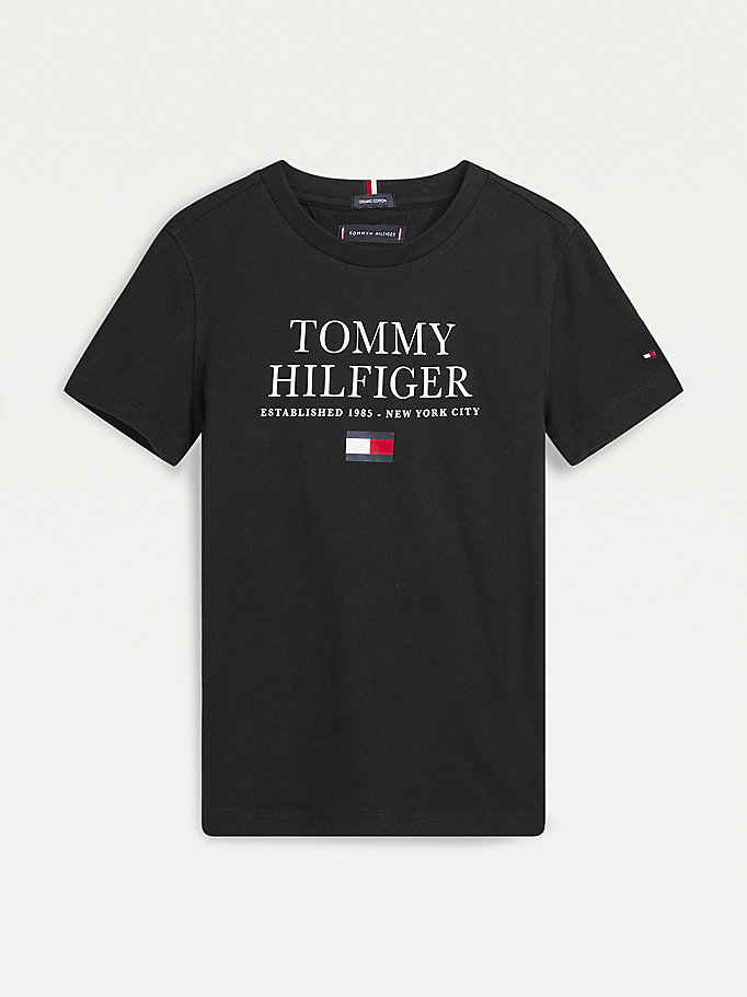 Tommy Hilfiger Organic Bomull Logo T-skjorte Gutt Svarte | LRIENC-308