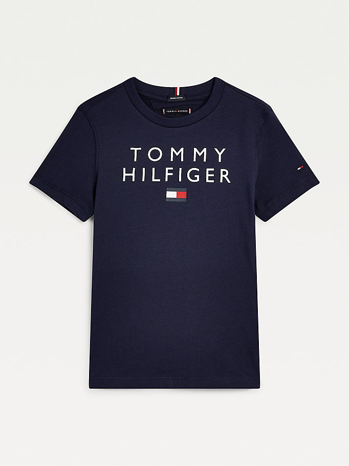 Tommy Hilfiger Organic Bomull Logo T-skjorte Gutt Blå | SOKTRE-184