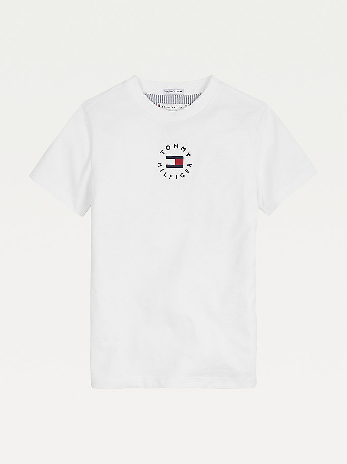 Tommy Hilfiger Organic Bomull Logo T-skjorte Gutt Hvite | ZYRCUK-279