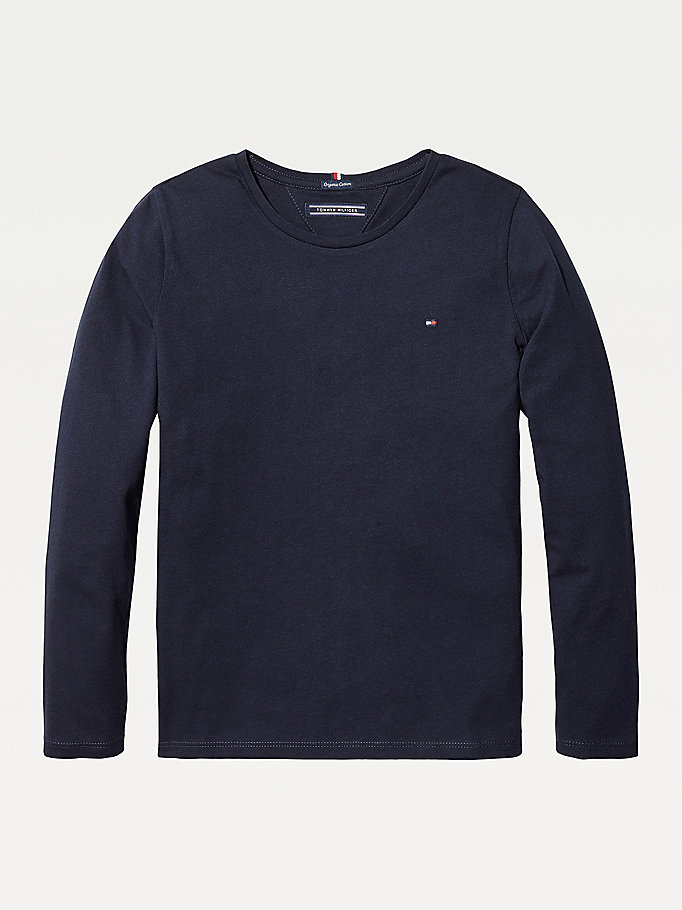 Tommy Hilfiger Organic Bomull Long Sleeve T-skjorte Jente Blå | BUQIKN-735