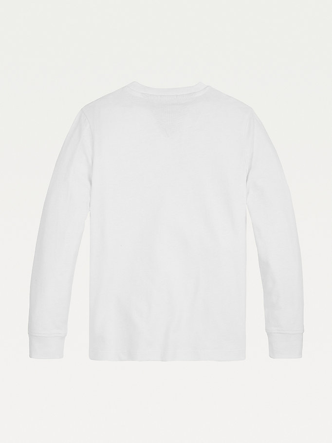 Tommy Hilfiger Organic Bomull Long Sleeve T-skjorte Gutt Hvite | EUMABK-509