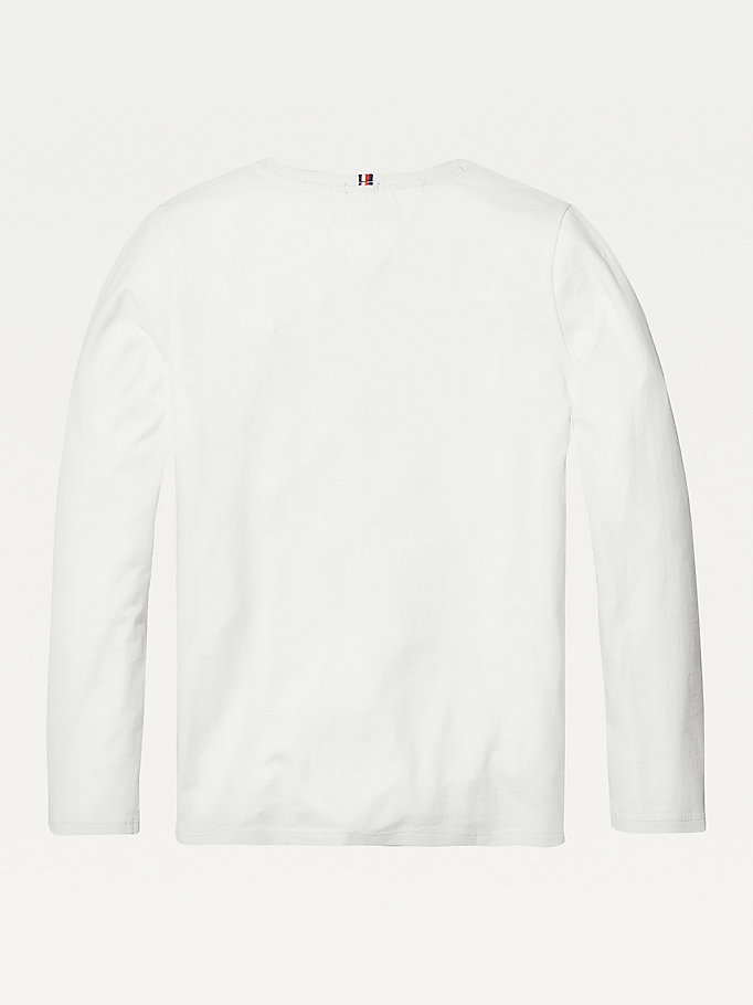 Tommy Hilfiger Organic Bomull Long Sleeve T-skjorte Jente Hvite | EXLQZT-715