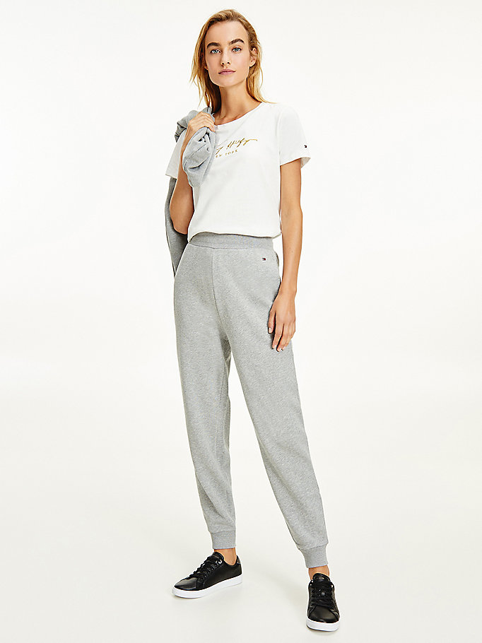 Tommy Hilfiger Organic Bomull Relaxed Fit Joggers Dame Grå | BXJTYZ-856