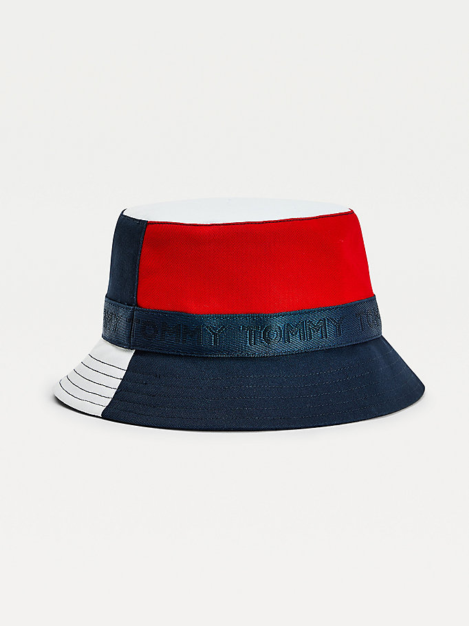 Tommy Hilfiger Organic Bomull Reversible Bucket Hatt Gutt Blå | DZQXBF-201