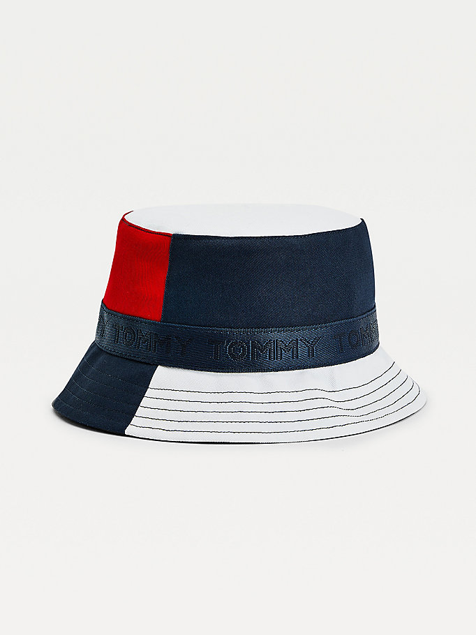 Tommy Hilfiger Organic Bomull Reversible Bucket Hatt Gutt Blå | DZQXBF-201