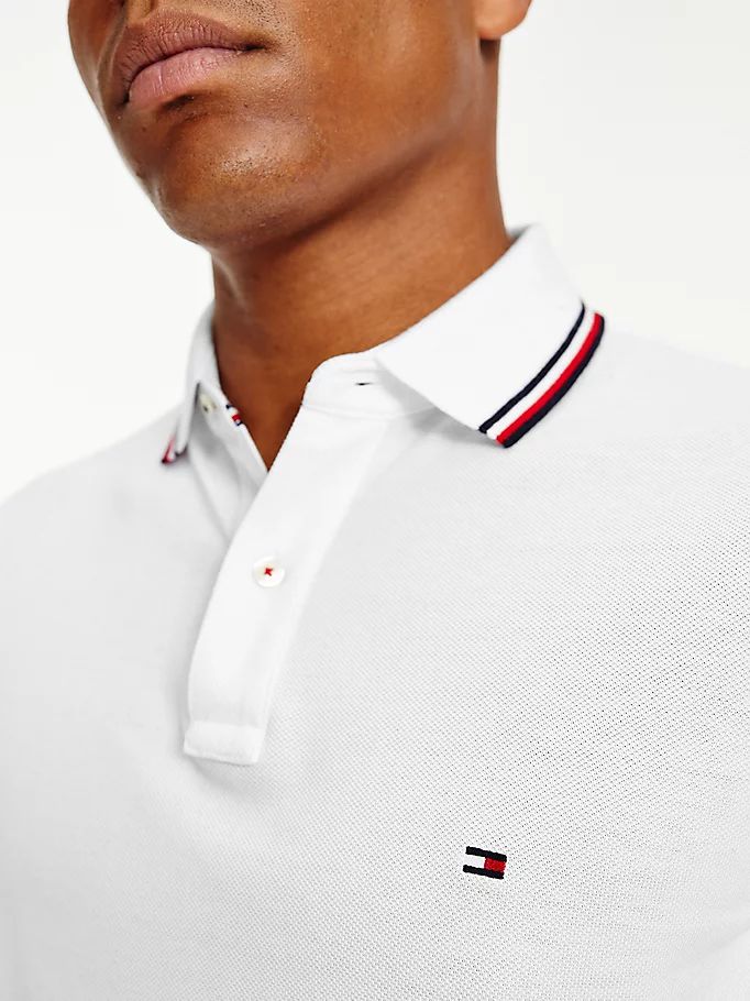 Tommy Hilfiger Organic Bomull Slim Fit Polo T Skjorte Herre Hvite | JVOHLD-509