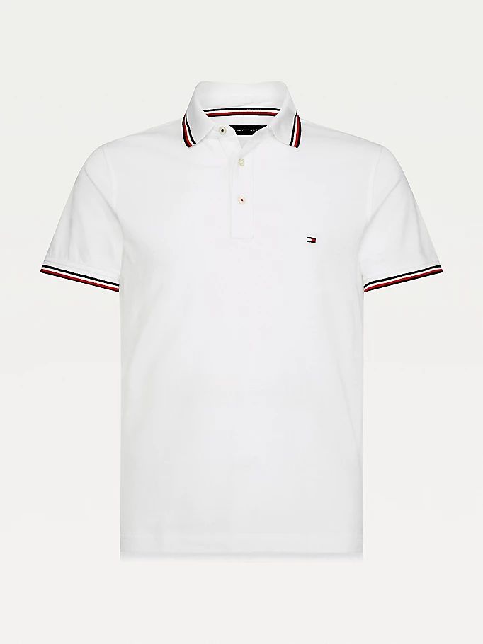 Tommy Hilfiger Organic Bomull Slim Fit Polo T Skjorte Herre Hvite | JVOHLD-509