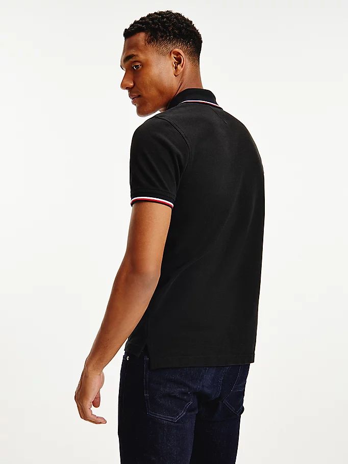 Tommy Hilfiger Organic Bomull Slim Fit Polo T Skjorte Herre Svarte | YDXLFH-740