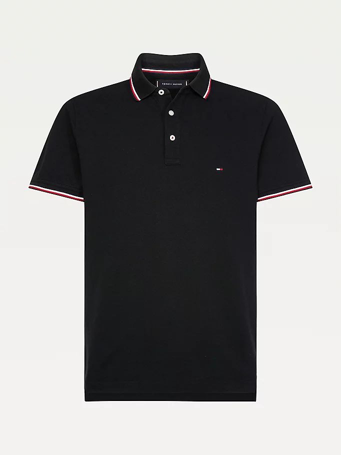 Tommy Hilfiger Organic Bomull Slim Fit Polo T Skjorte Herre Svarte | YDXLFH-740