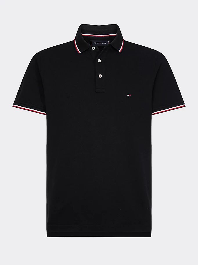 Tommy Hilfiger Organic Bomull Slim Fit Polo T Skjorte Herre Svarte | YDXLFH-740