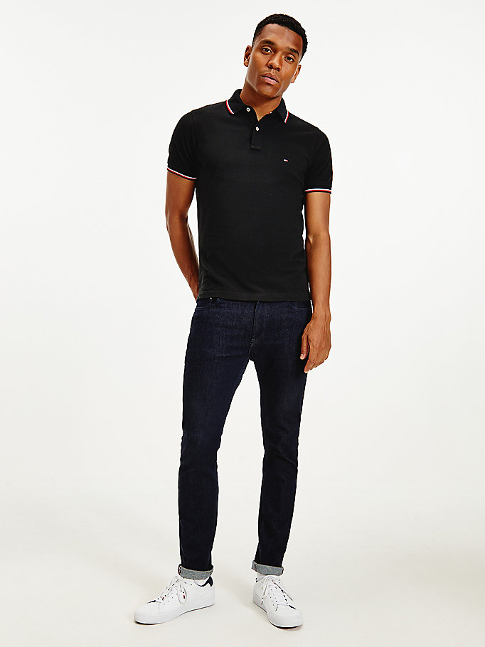 Tommy Hilfiger Organic Bomull Slim Fit Polo T Skjorte Herre Svarte | YDXLFH-740