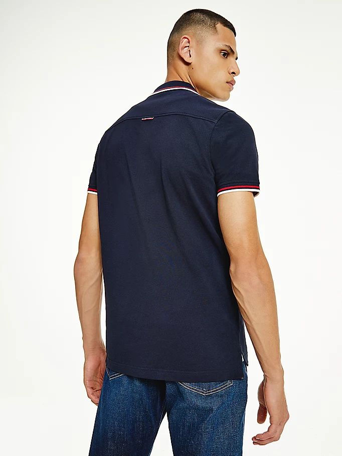 Tommy Hilfiger Organic Bomull Tipped Slim Fit Polo T Skjorte Herre Blå | HVRJXQ-392