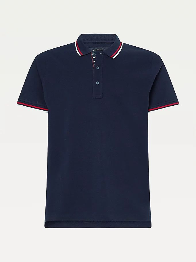 Tommy Hilfiger Organic Bomull Tipped Slim Fit Polo T Skjorte Herre Blå | HVRJXQ-392