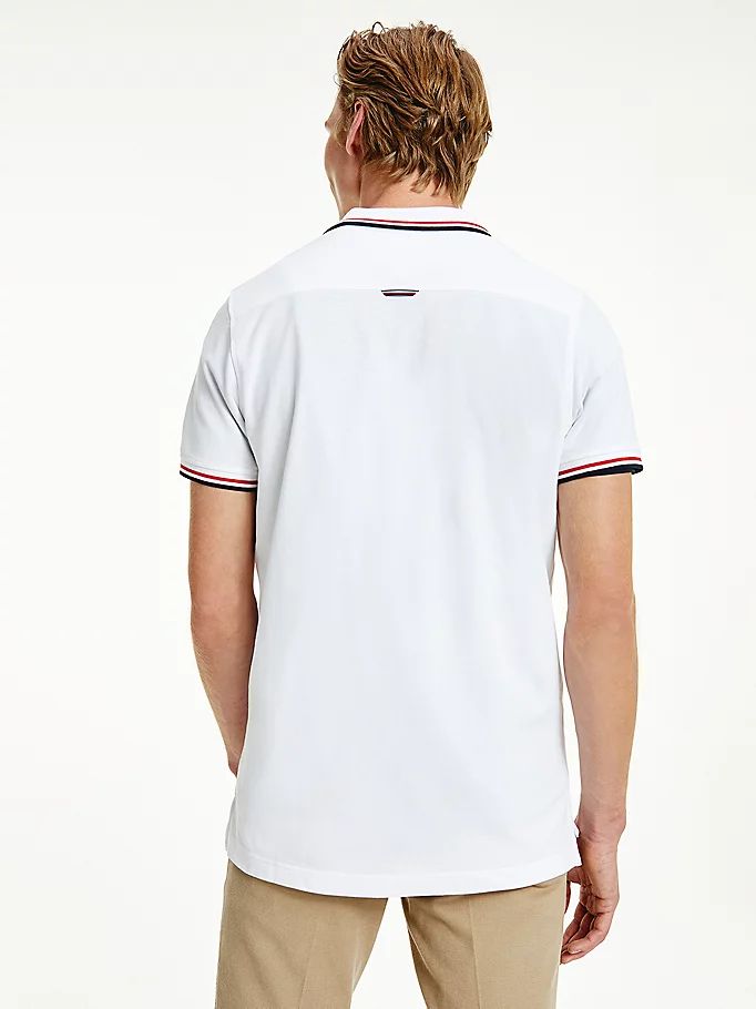 Tommy Hilfiger Organic Bomull Tipped Slim Fit Polo T Skjorte Herre Hvite | NDBMLQ-290