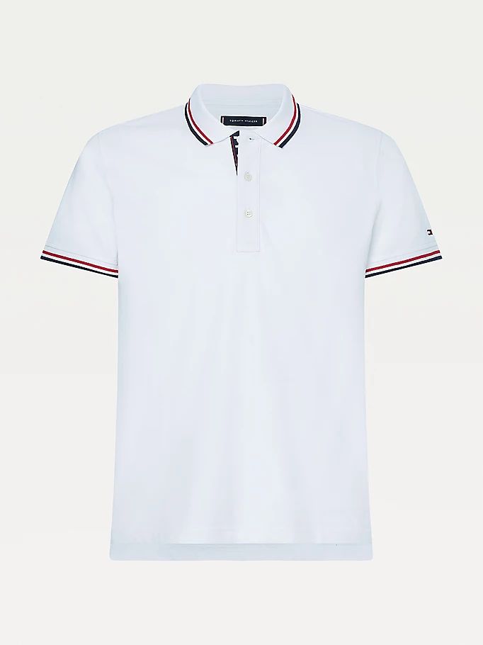 Tommy Hilfiger Organic Bomull Tipped Slim Fit Polo T Skjorte Herre Hvite | NDBMLQ-290