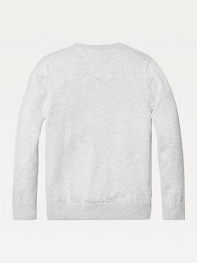 Tommy Hilfiger Organic Bomull V-Neck Jumper Gutt Grå | WRGVQY-120