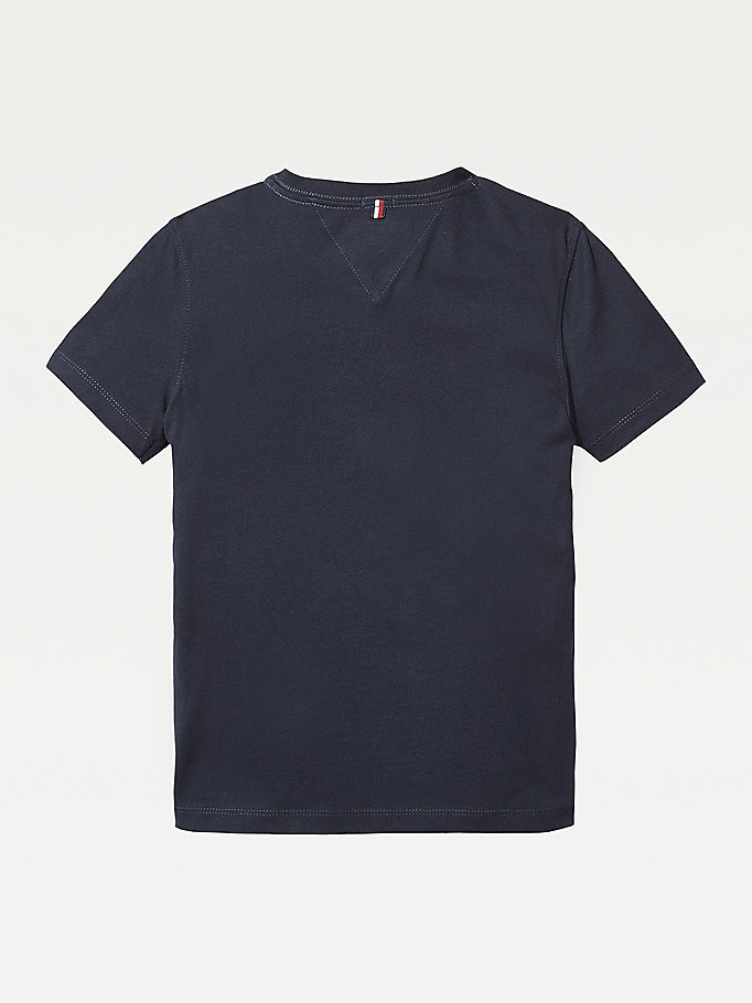 Tommy Hilfiger Organic Bomull V-Neck T-skjorte Gutt Blå | MCEPLI-342