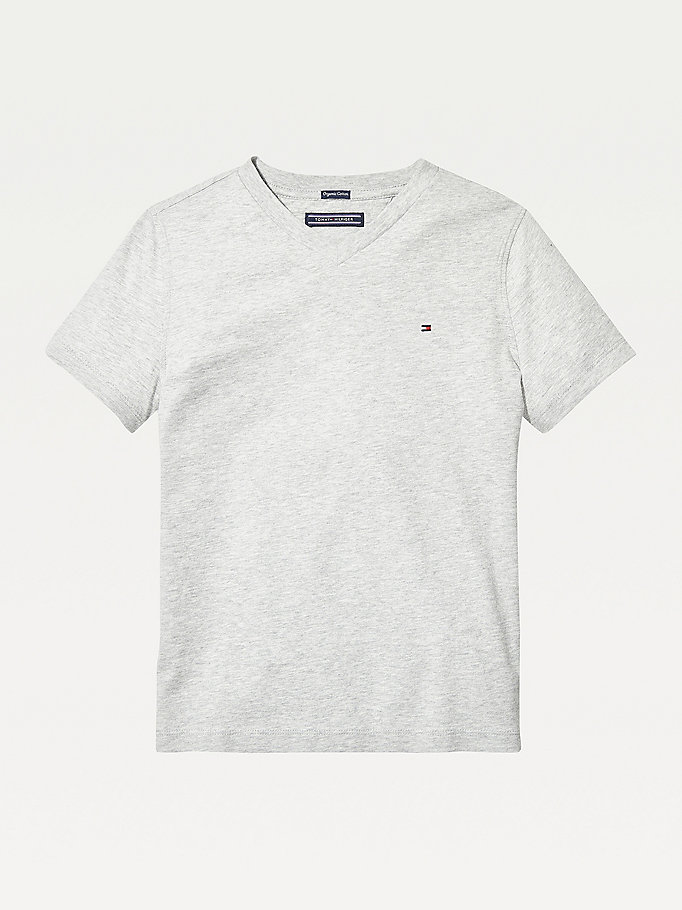 Tommy Hilfiger Organic Bomull V-Neck T-skjorte Gutt Grå | RHTOZW-483