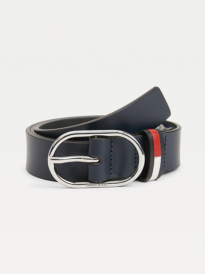 Tommy Hilfiger Oval Spenne Organic Lær Belte Dame Blå | UNIYBJ-390