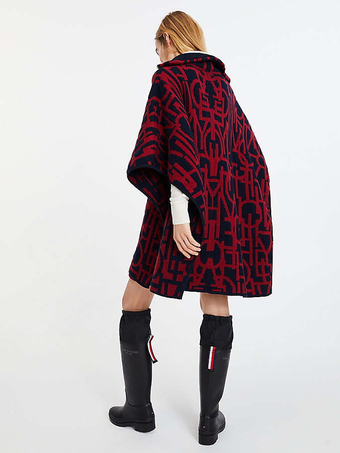 Tommy Hilfiger Oversized Spell Out Print E Gensere Dame Blå | YMATKO-186